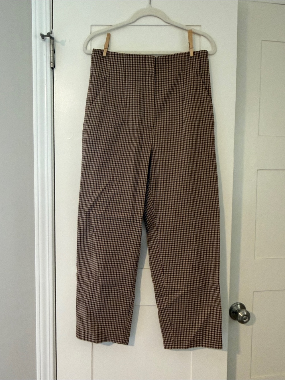 Women’s  Brown Checkered Dress Pants